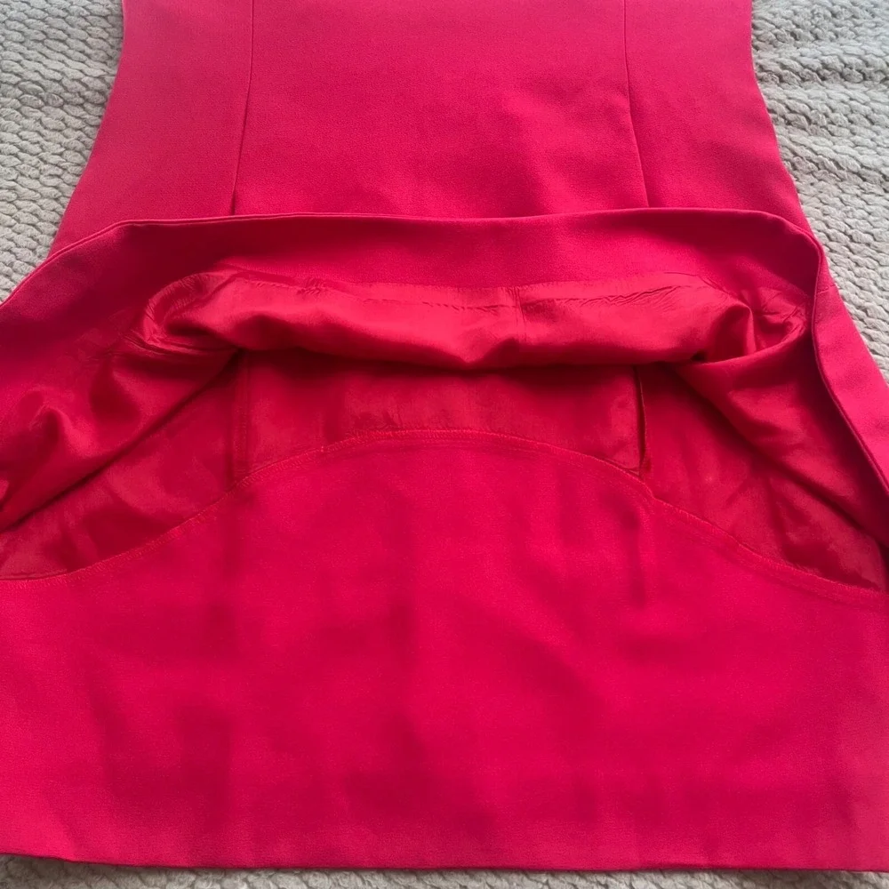 I. Magnin Peplum Mini Dress Women Pink V-Neck Cap‎ Sleeve Size 8